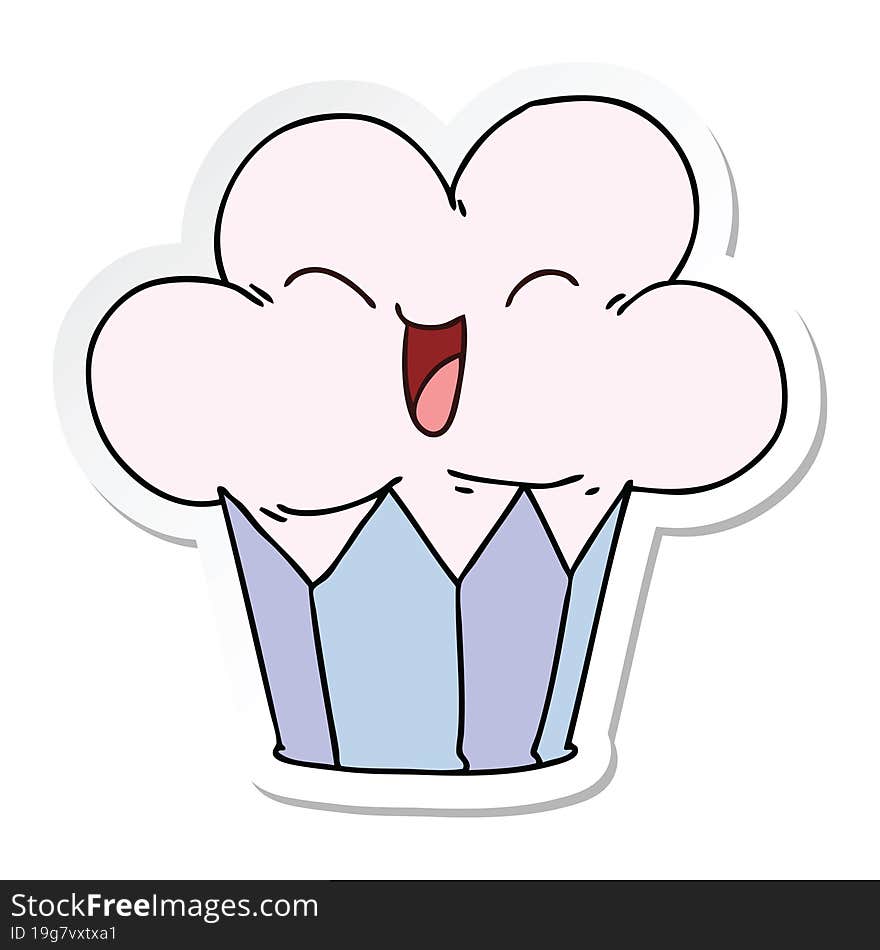 sticker of a quirky hand drawn cartoon happy cake