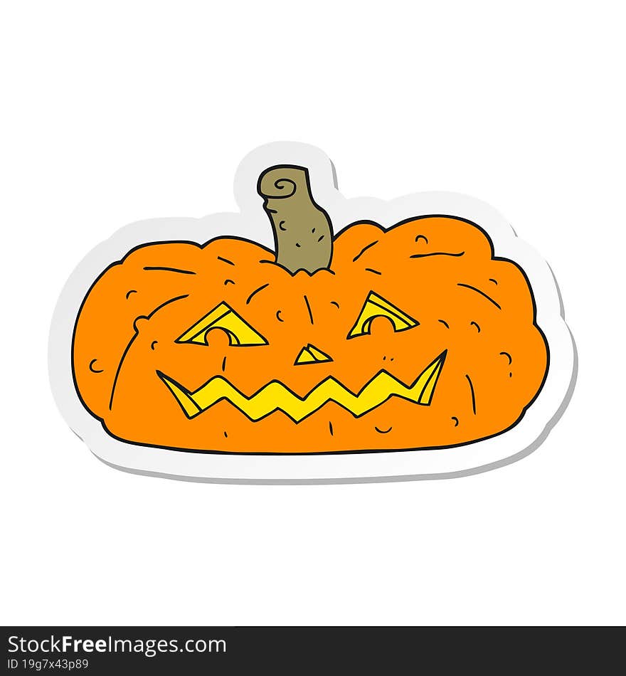 sticker of a cartoon halloween pumpkin