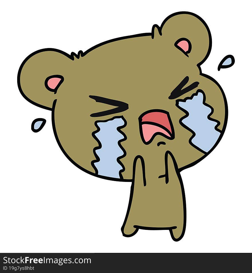 Cartoon Of A Cute Crying Bear