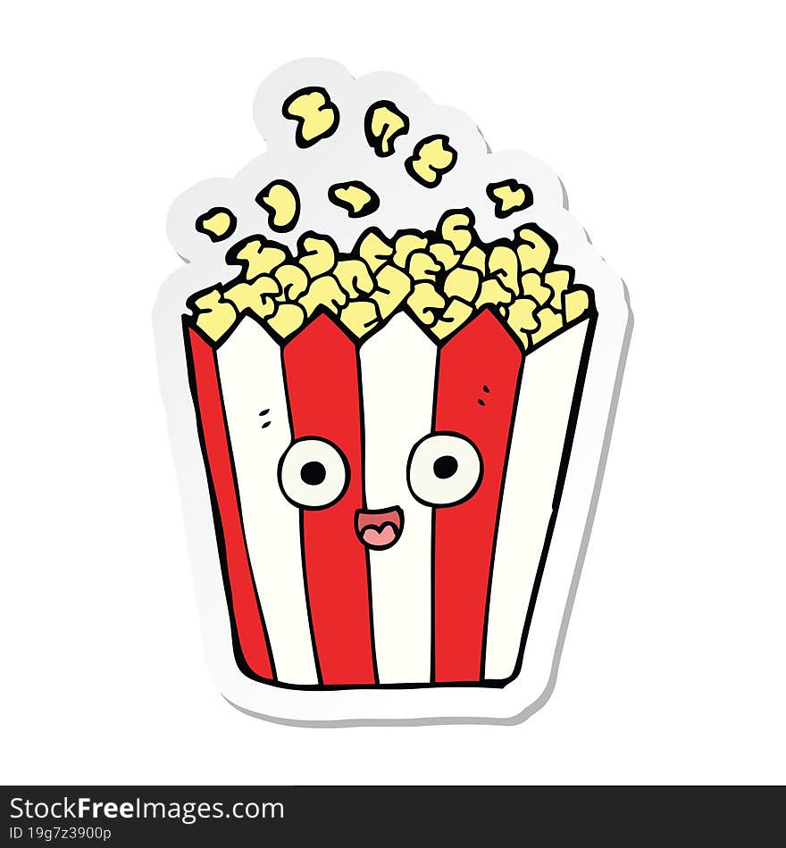 sticker of a cartoon popcorn