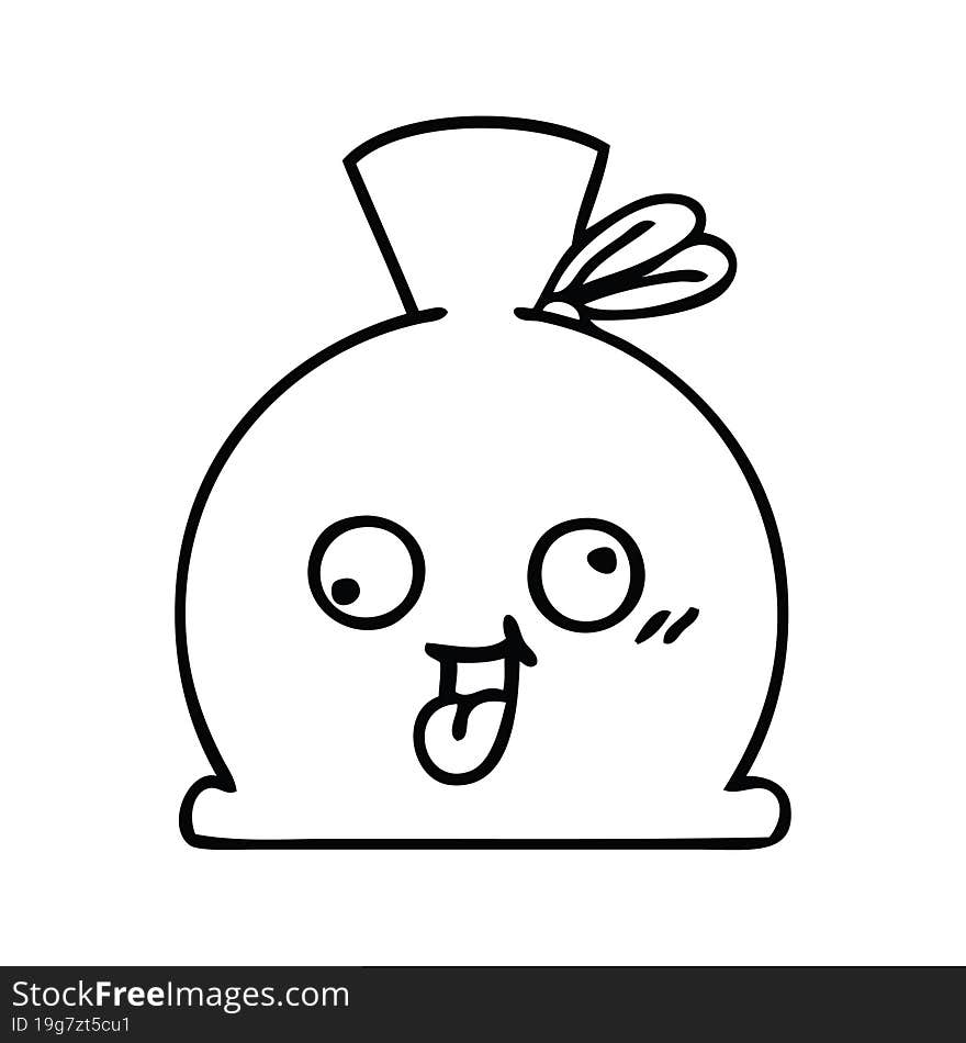 line drawing cartoon of a sack. line drawing cartoon of a sack