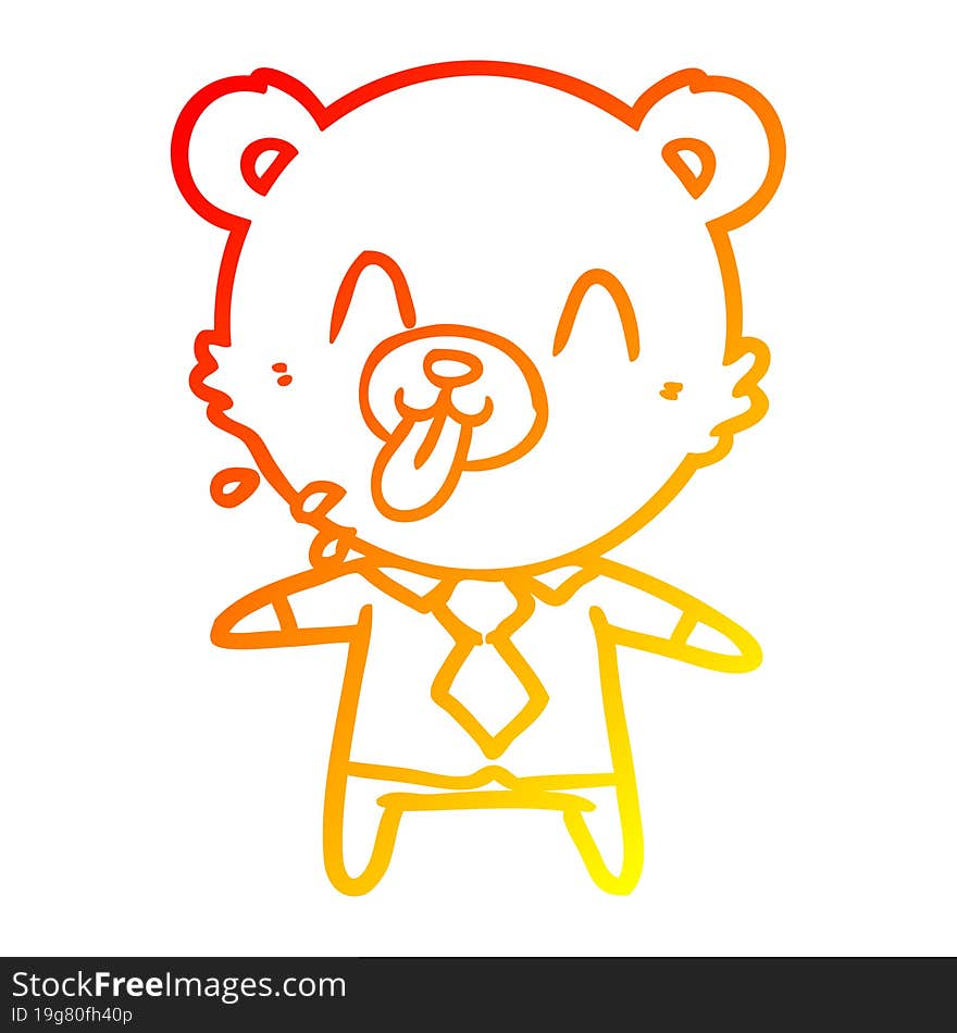 warm gradient line drawing rude cartoon bear boss