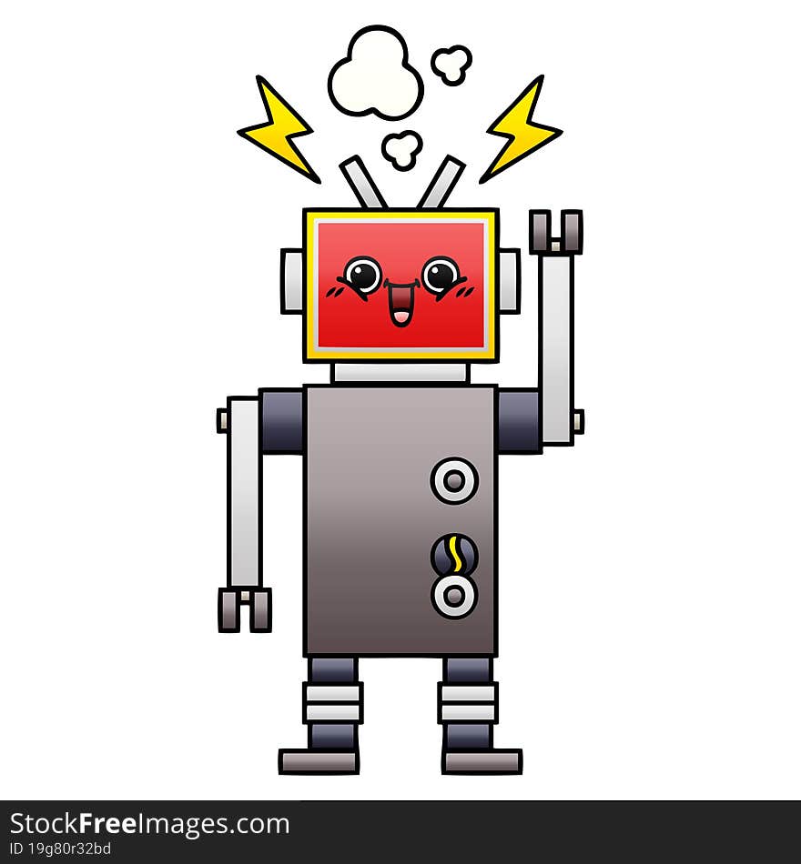 gradient shaded cartoon of a happy robot