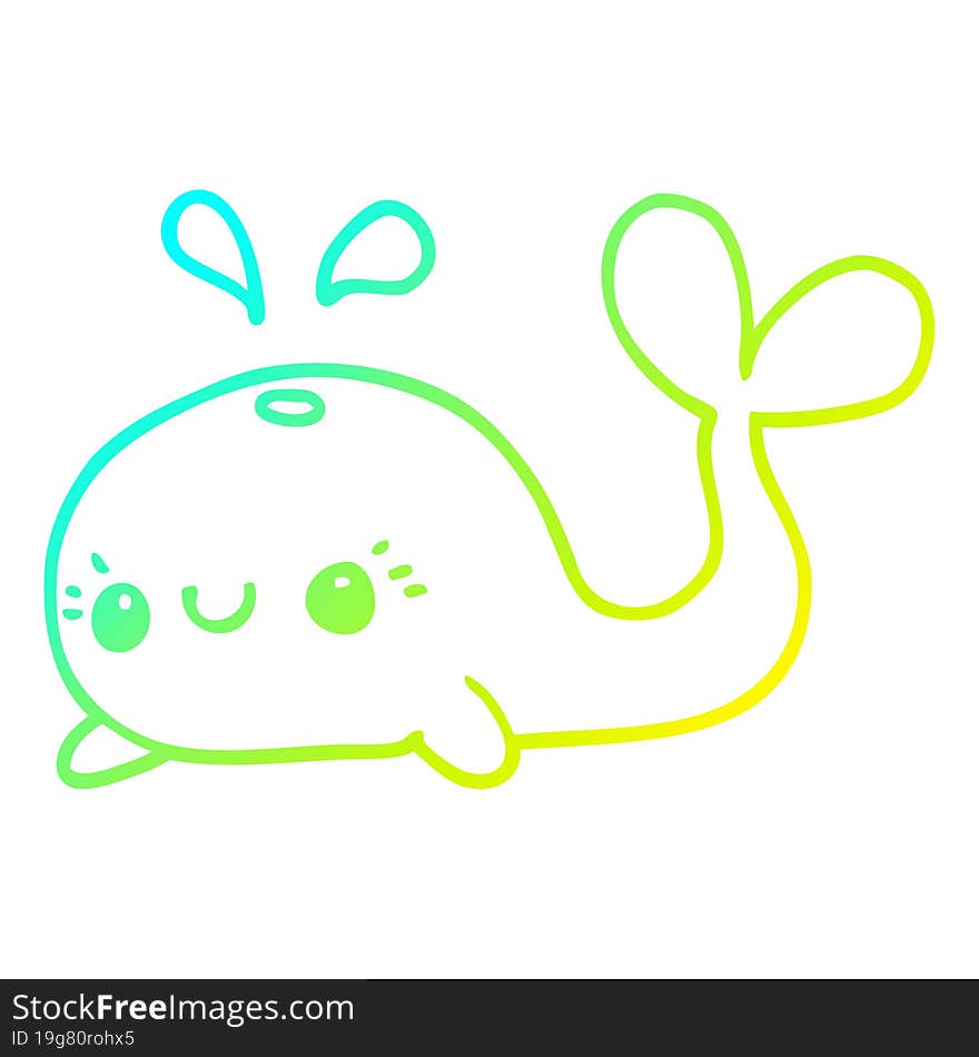 cold gradient line drawing cute cartoon whale