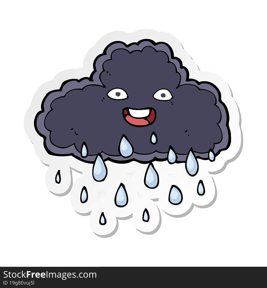 Sticker Of A Cartoon Raincloud