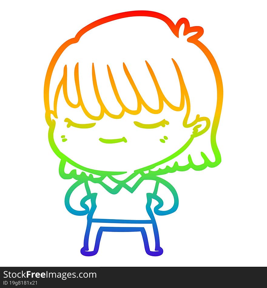 rainbow gradient line drawing of a cartoon woman