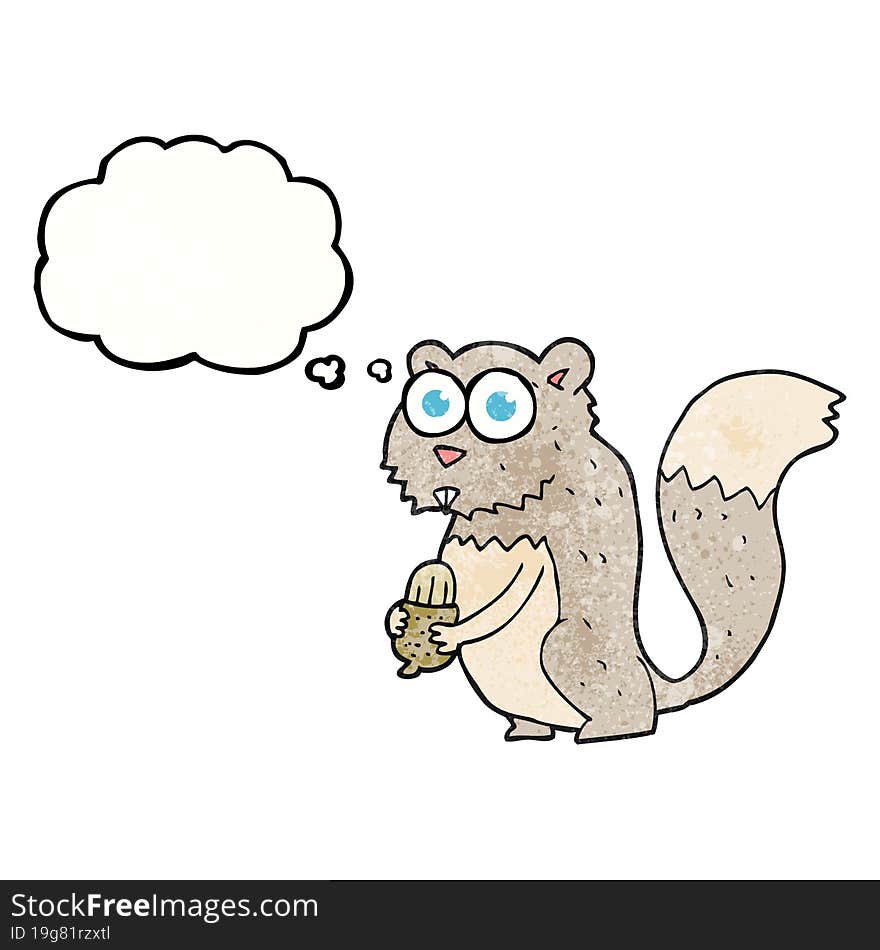 thought bubble textured cartoon angry squirrel with nut