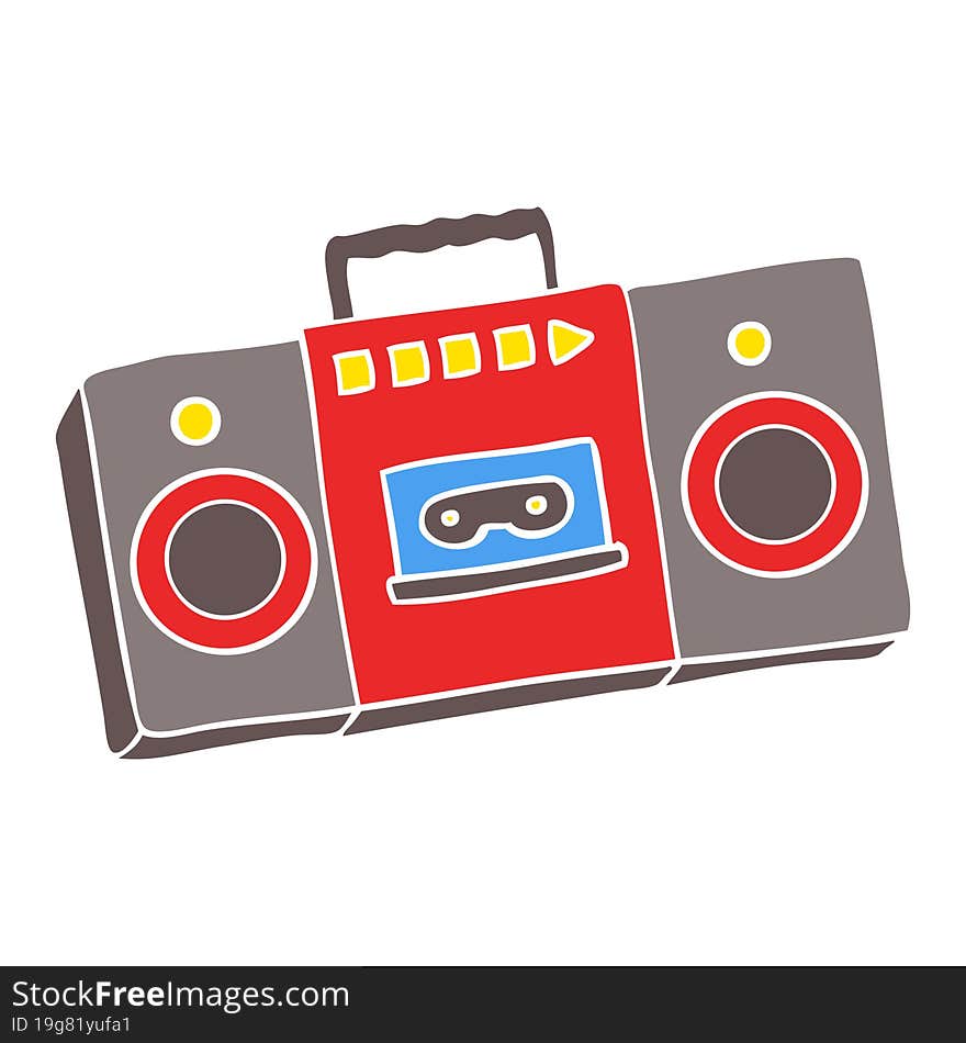 flat color style cartoon retro cassette tape player