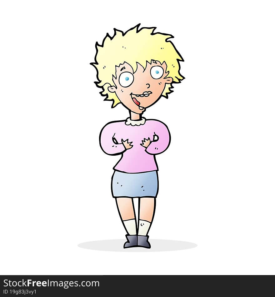 cartoon excited woman