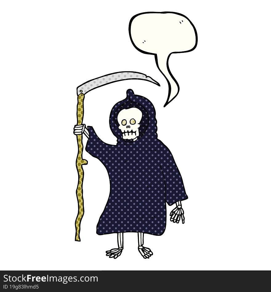 freehand drawn comic book speech bubble cartoon spooky death figure