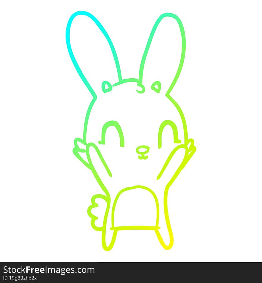 cold gradient line drawing of a cute cartoon rabbit