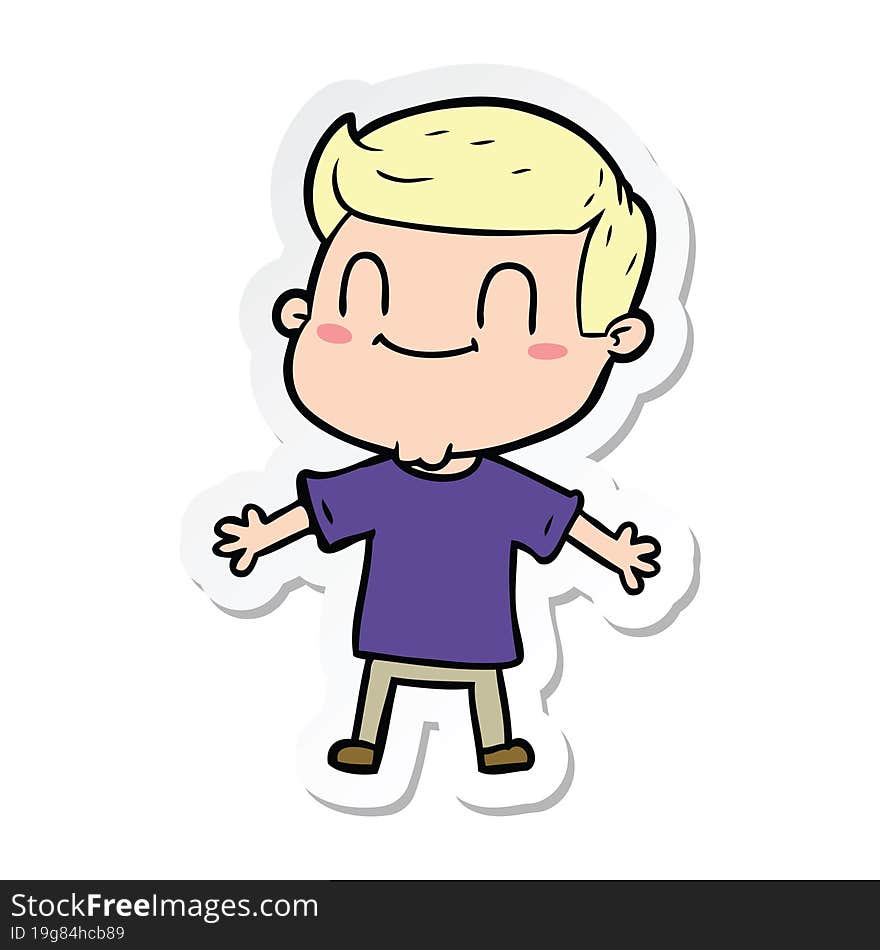 sticker of a cartoon friendly man