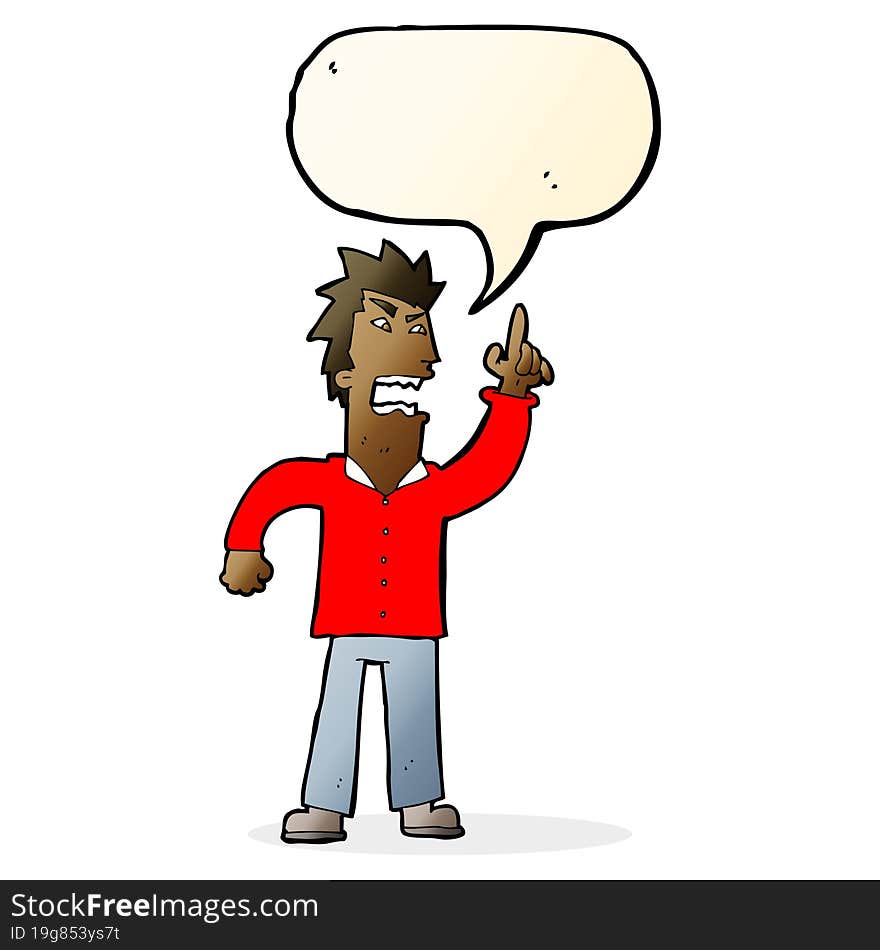 cartoon angry man making point with speech bubble