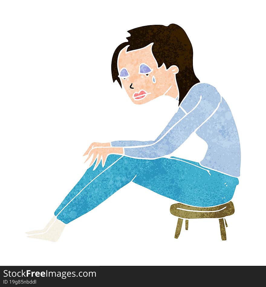 cartoon crying woman