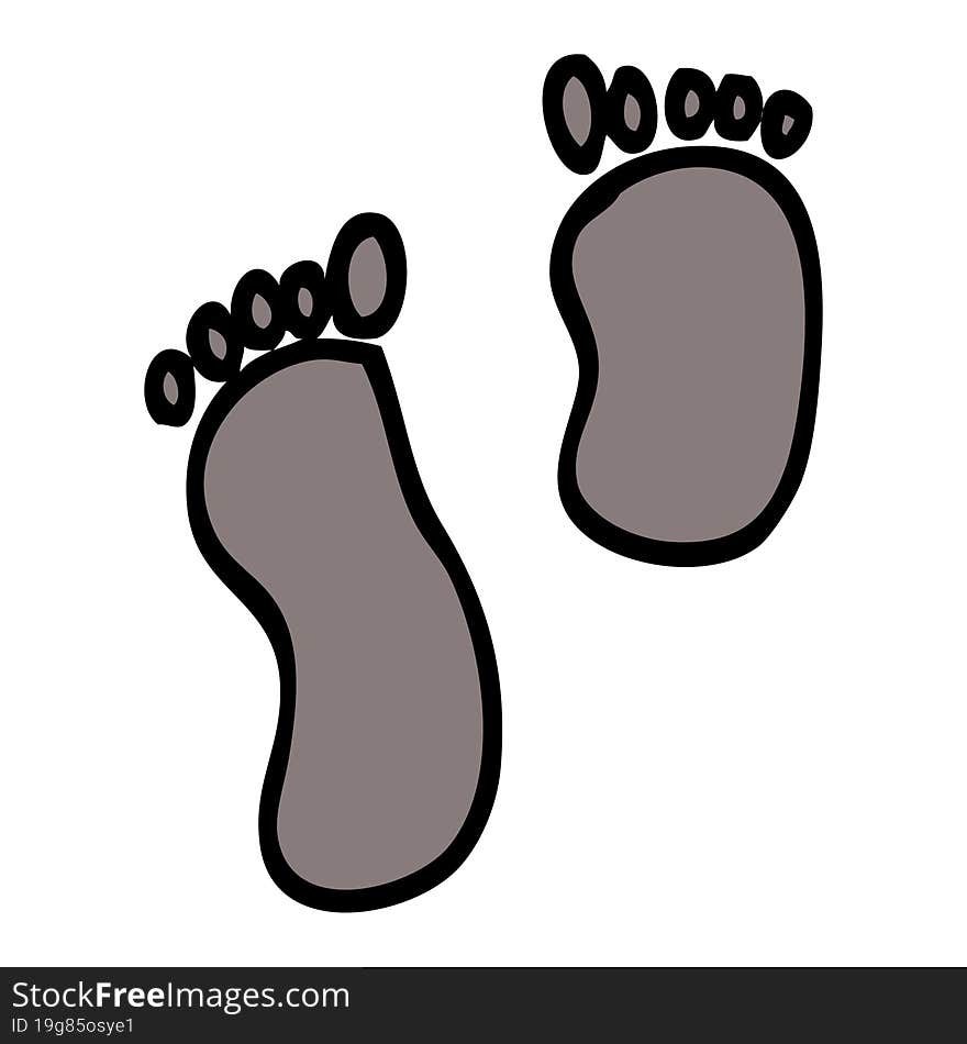 Hand Drawn Doodle Style Cartoon Foot Prints