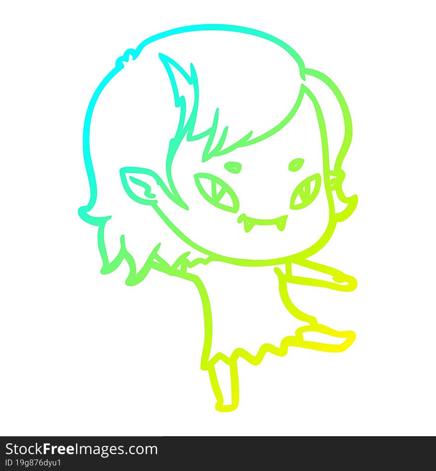 Cold Gradient Line Drawing Cartoon Friendly Vampire Girl