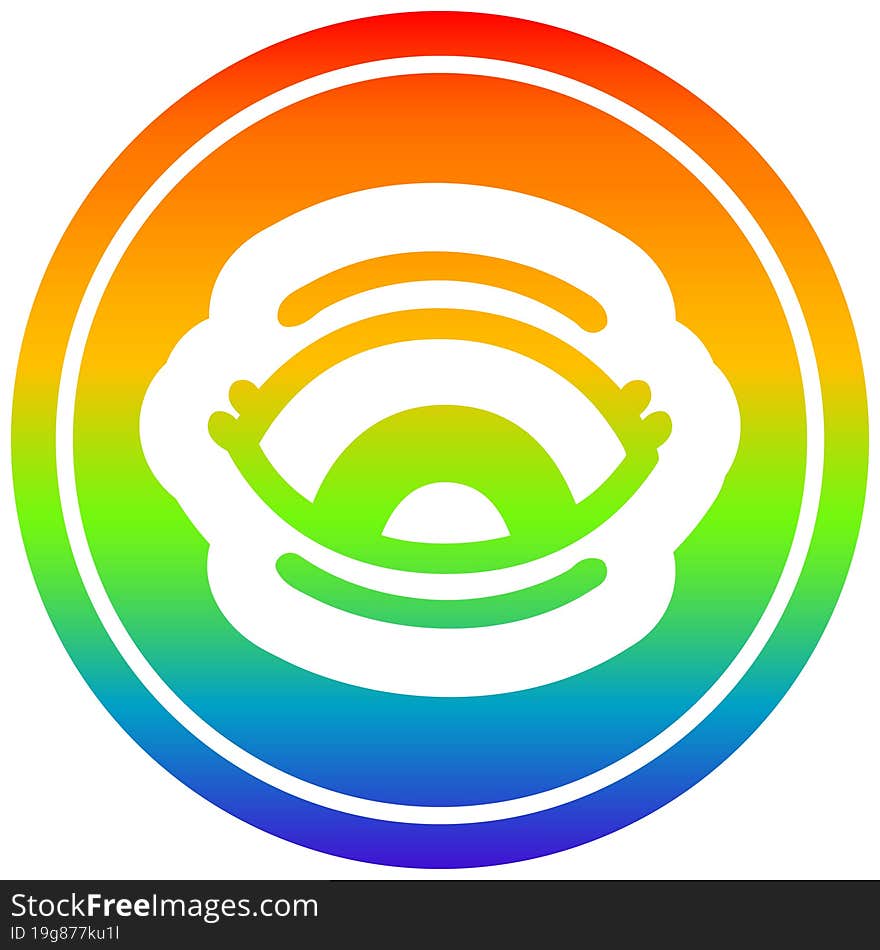 staring eye circular in rainbow spectrum