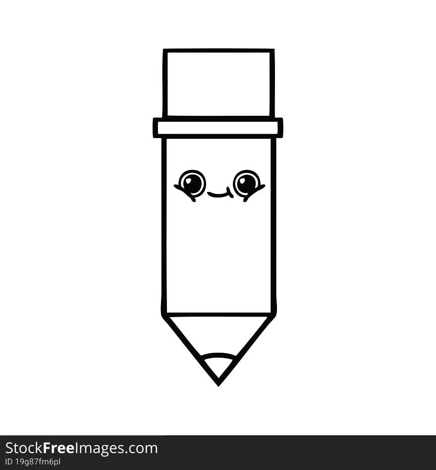 line drawing cartoon of a pencil. line drawing cartoon of a pencil