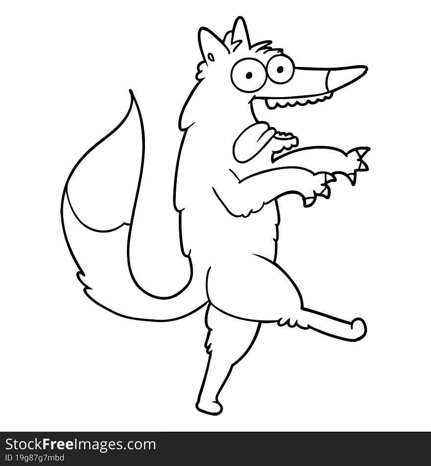 crazed cartoon wolf. crazed cartoon wolf