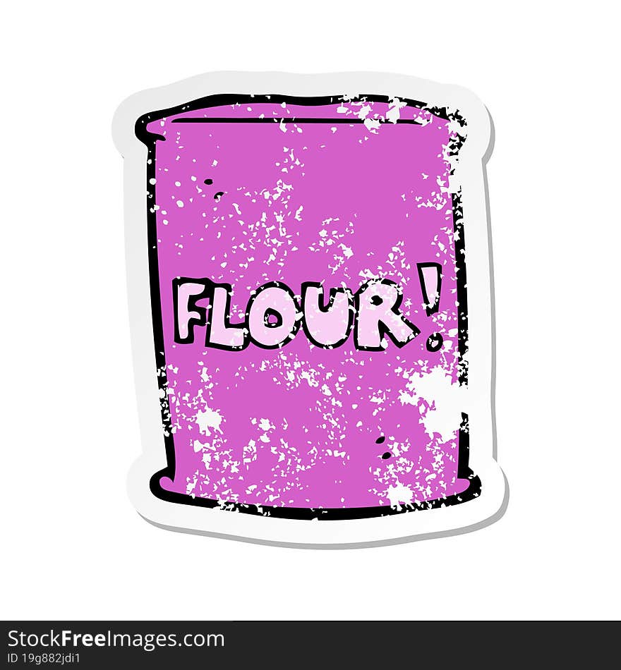 Retro Distressed Sticker Of A Cartoon Bag Of Flour