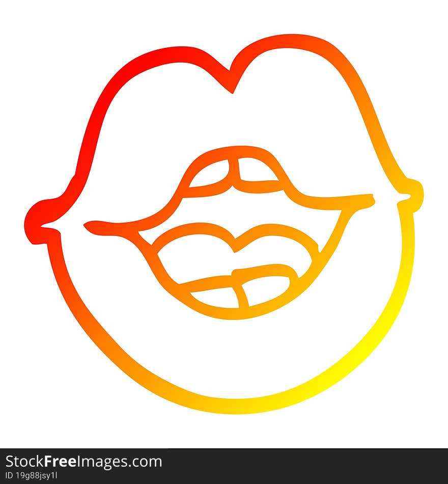 warm gradient line drawing of a cartoon red lips