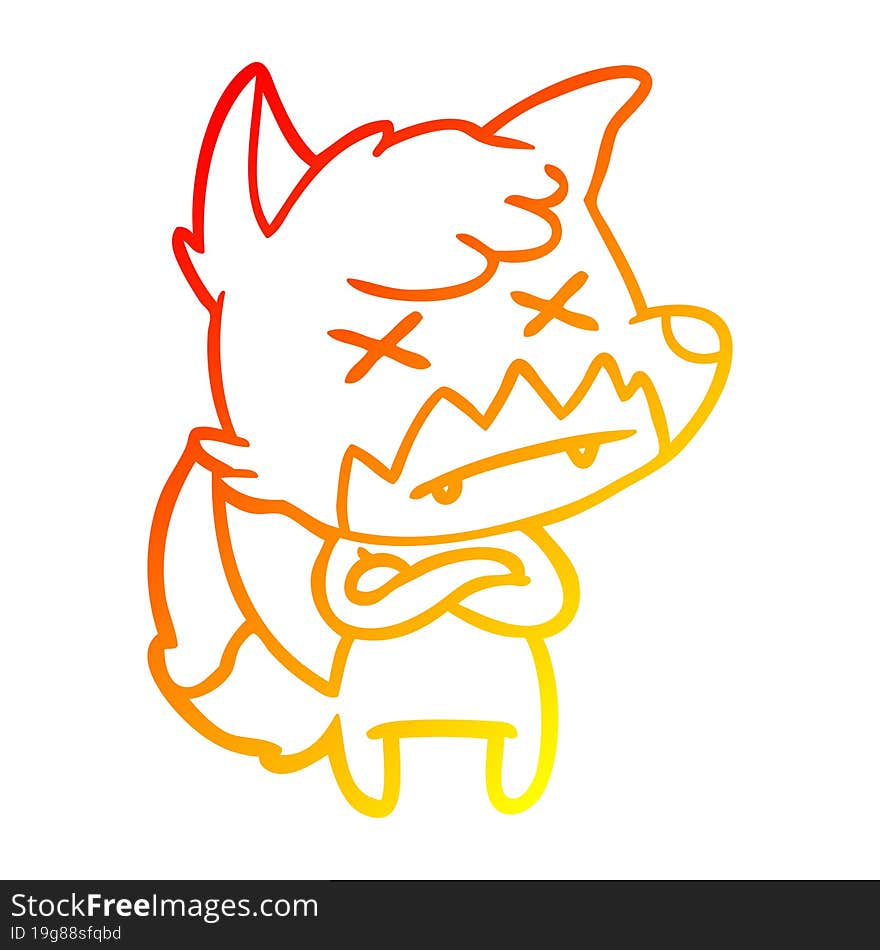 warm gradient line drawing cartoon dead fox