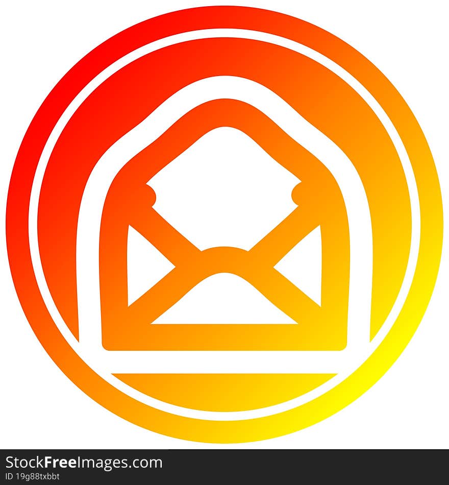 envelope letter circular icon with warm gradient finish. envelope letter circular icon with warm gradient finish