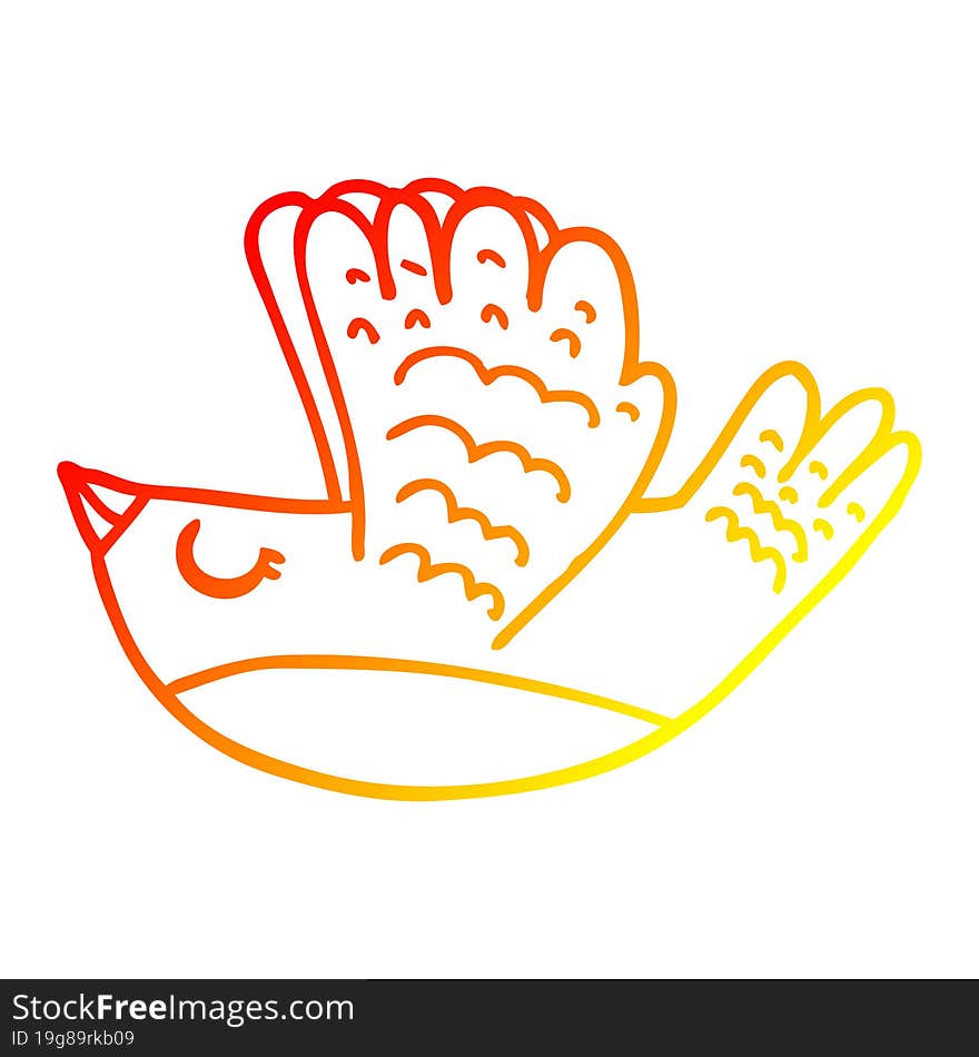 warm gradient line drawing cartoon flying bird