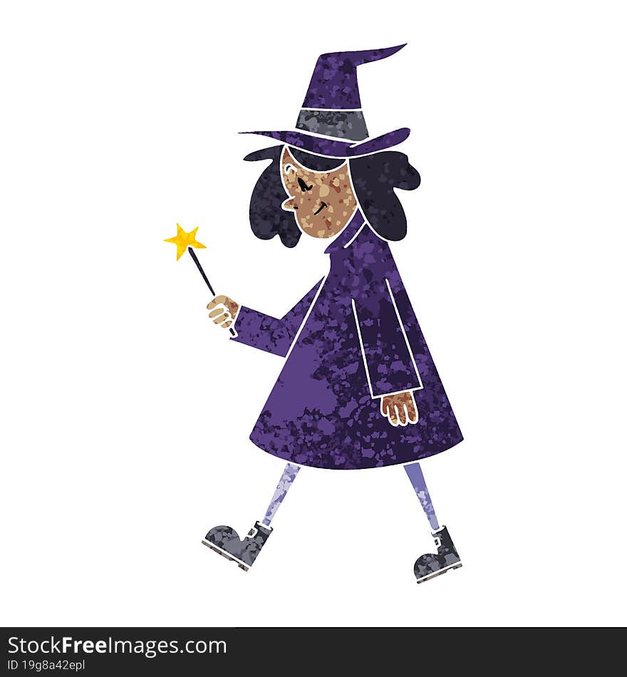 quirky retro illustration style cartoon witch