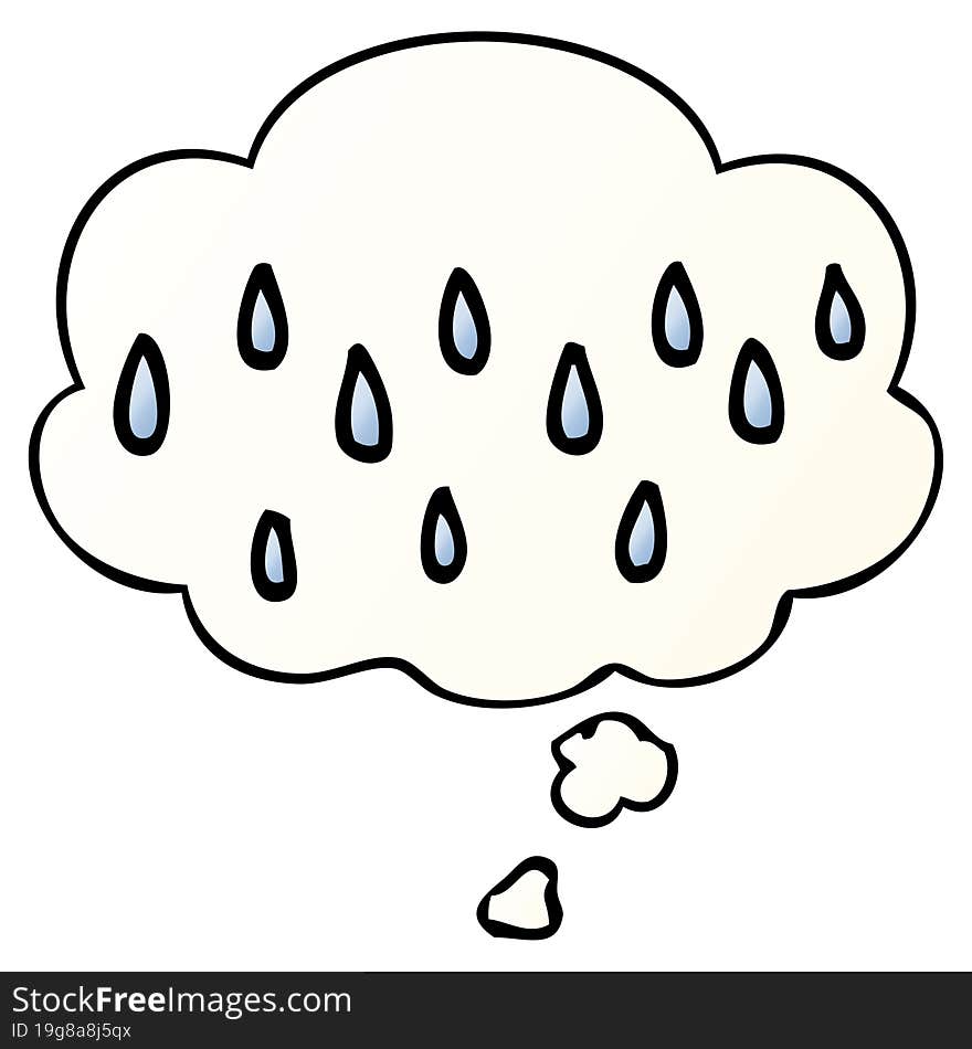 Cartoon Rain And Thought Bubble In Smooth Gradient Style