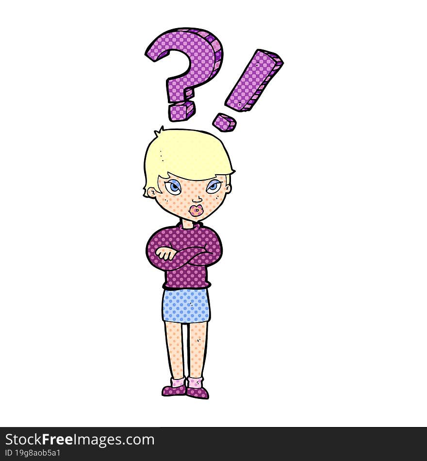 cartoon woman asking question