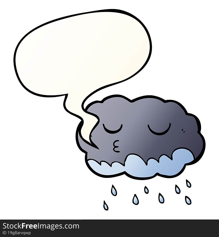 cartoon rain cloud and speech bubble in smooth gradient style