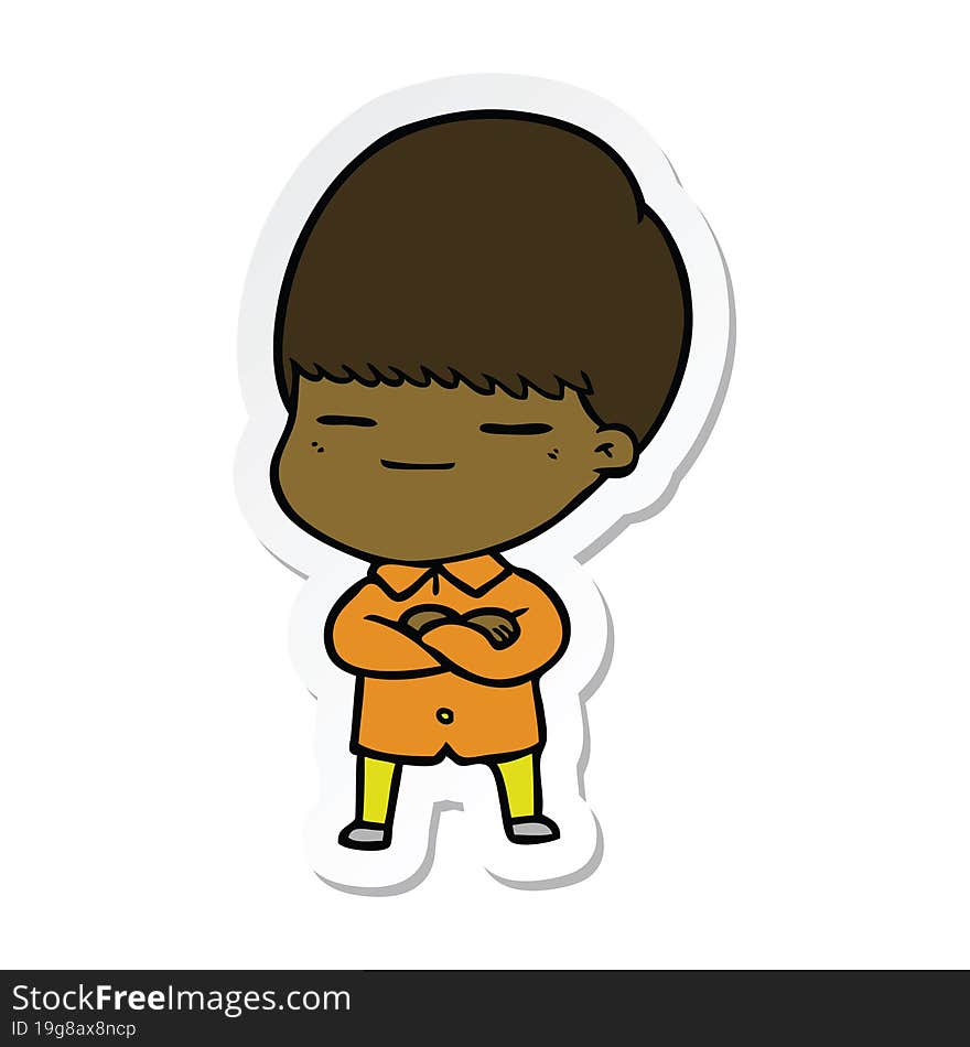 sticker of a cartoon smug boy