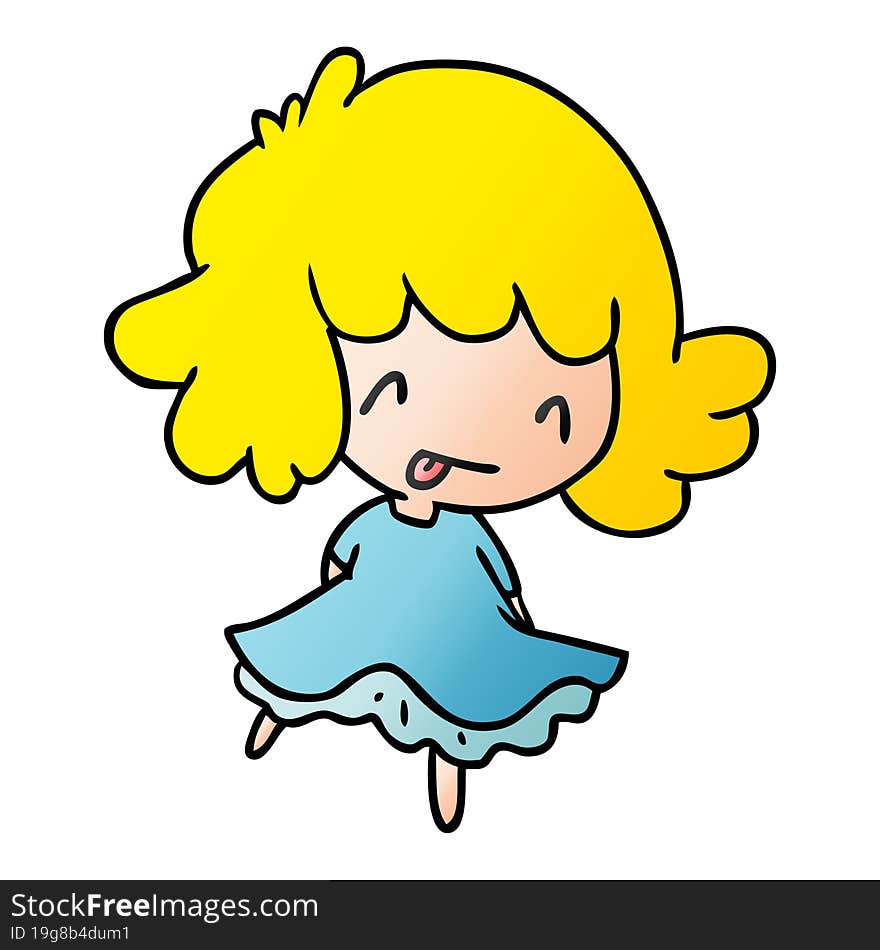 gradient cartoon illustration of a cute kawaii girl. gradient cartoon illustration of a cute kawaii girl