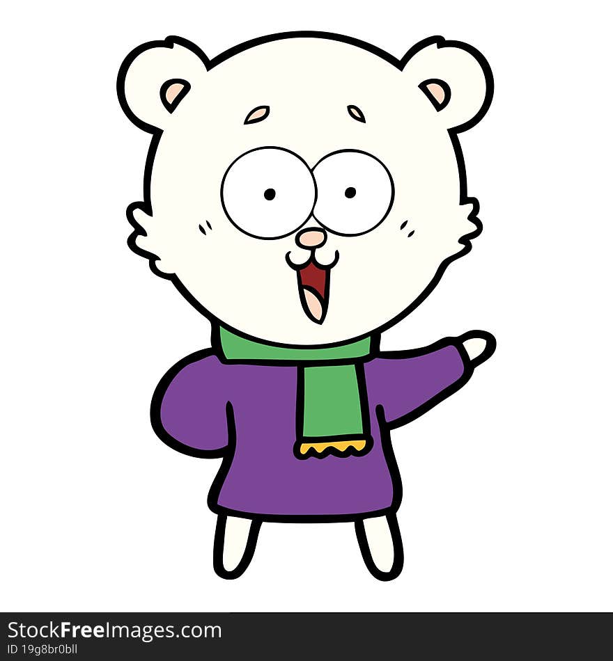 laughing teddy  bear cartoon in winter clothes. laughing teddy  bear cartoon in winter clothes