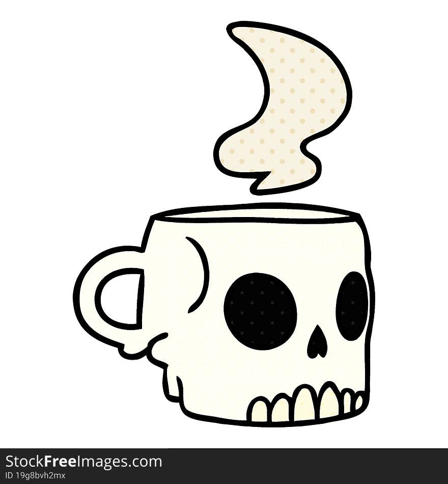 cartoon doodle of a skull mug