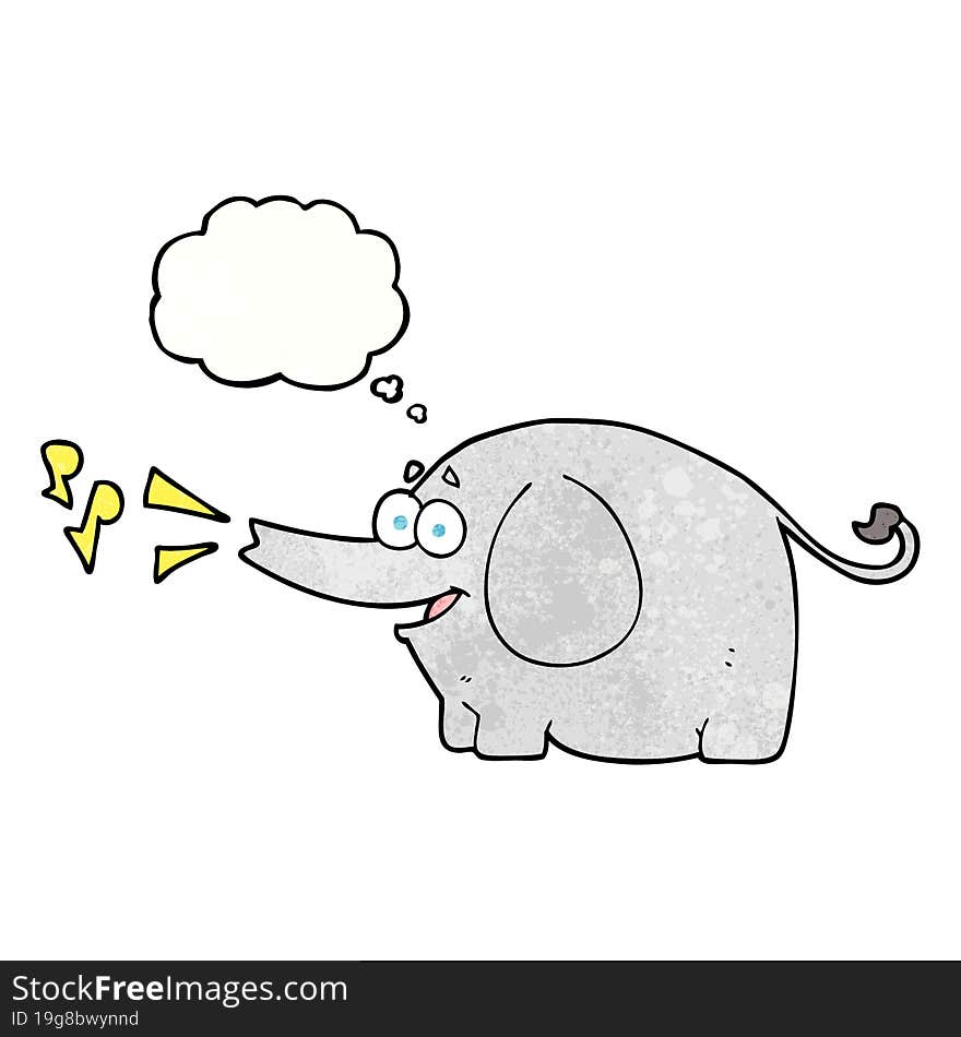 thought bubble textured cartoon trumpeting elephant