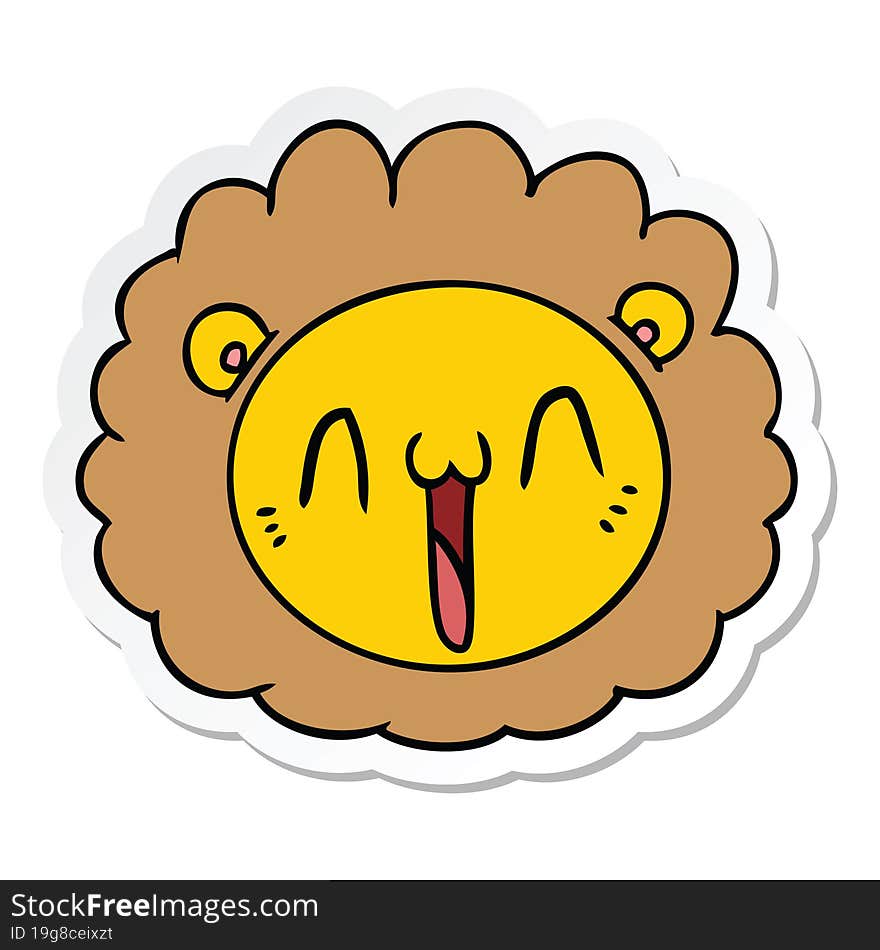 sticker of a cartoon lion face