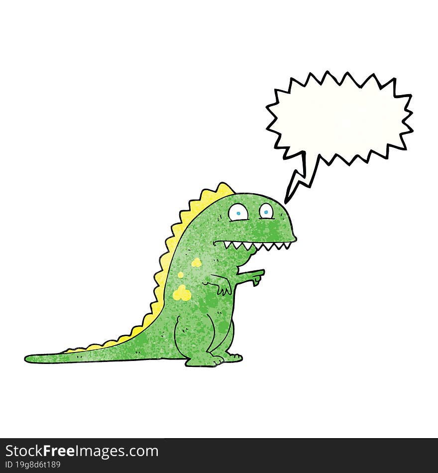 speech bubble textured cartoon dinosaur