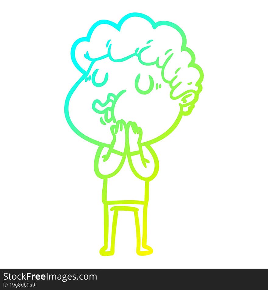 cold gradient line drawing cartoon man singing