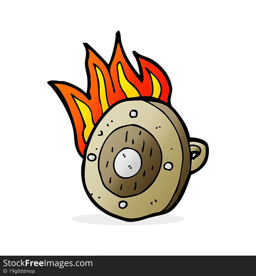 cartoon burning shield