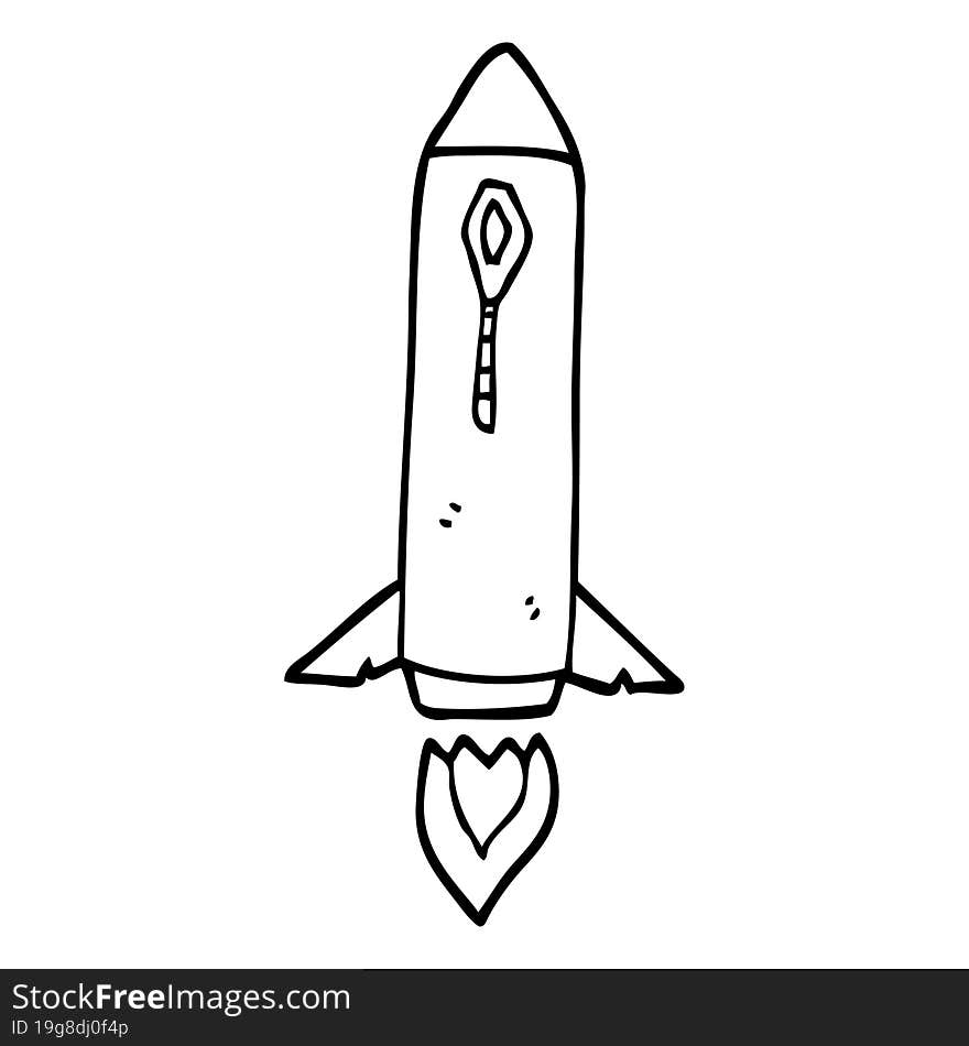 line drawing cartoon space rocket