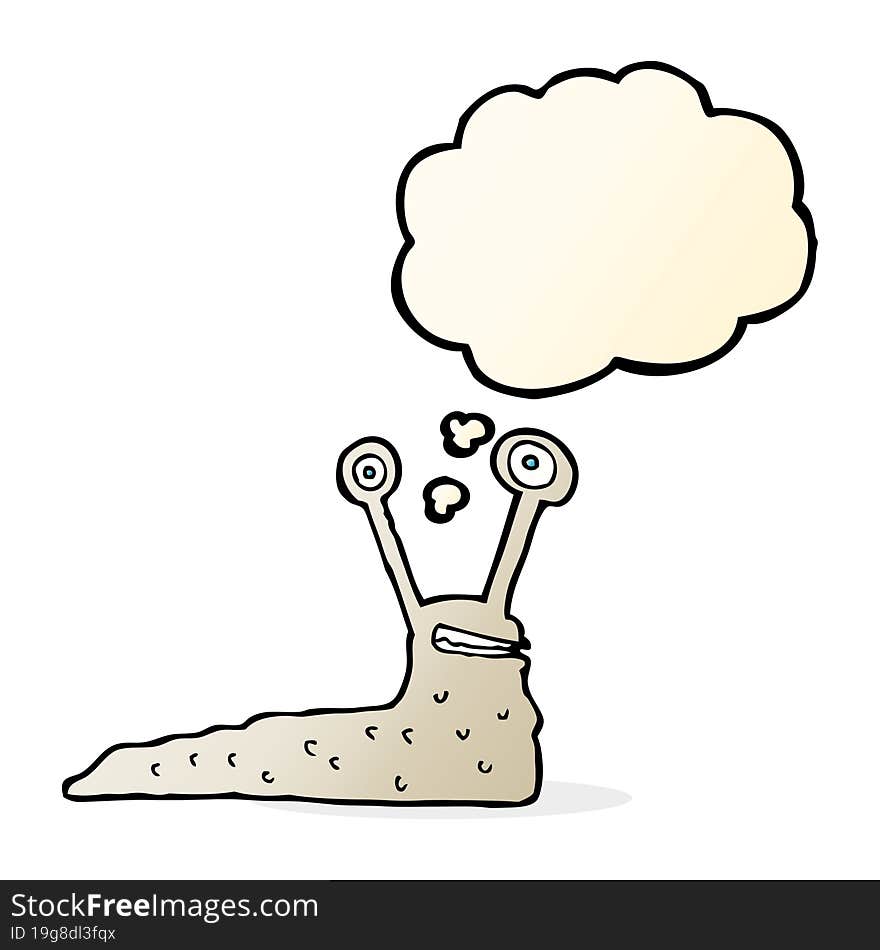 cartoon slug with thought bubble