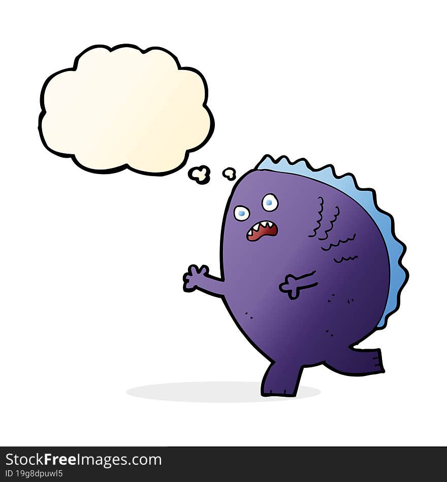 Cartoon Monster With Thought Bubble