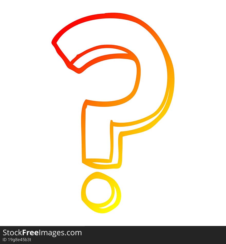 warm gradient line drawing cartoon question mark