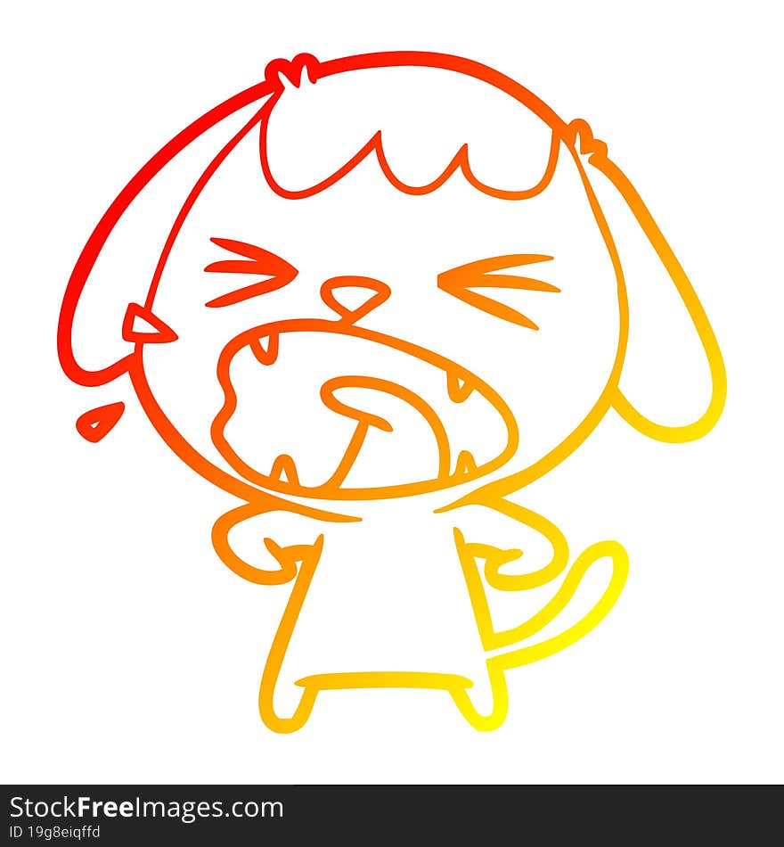 warm gradient line drawing of a cute cartoon dog