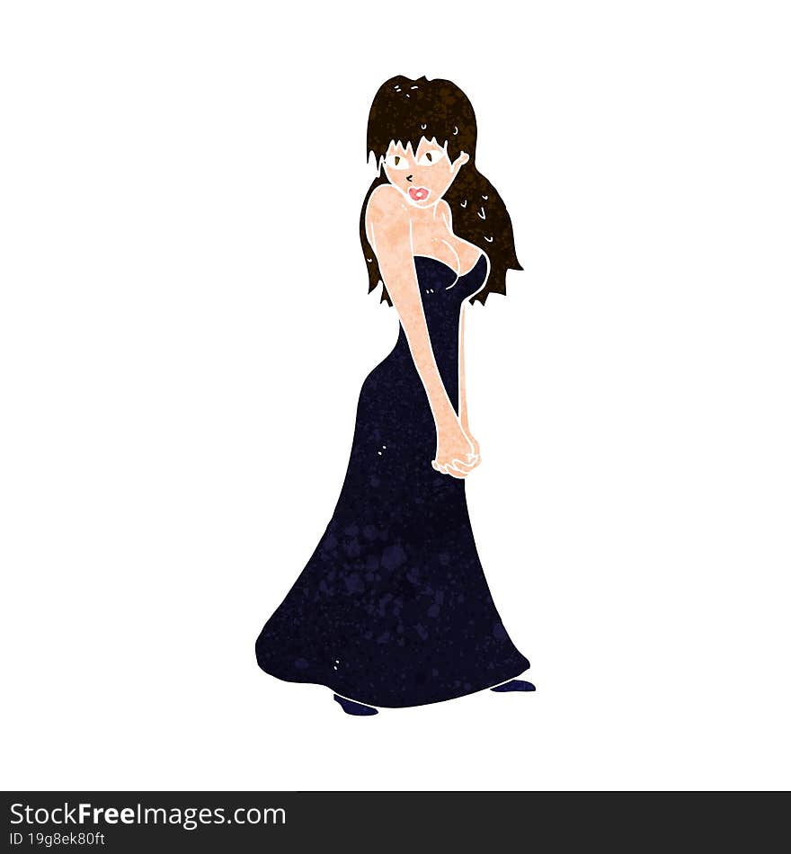 cartoon pretty woman in dress