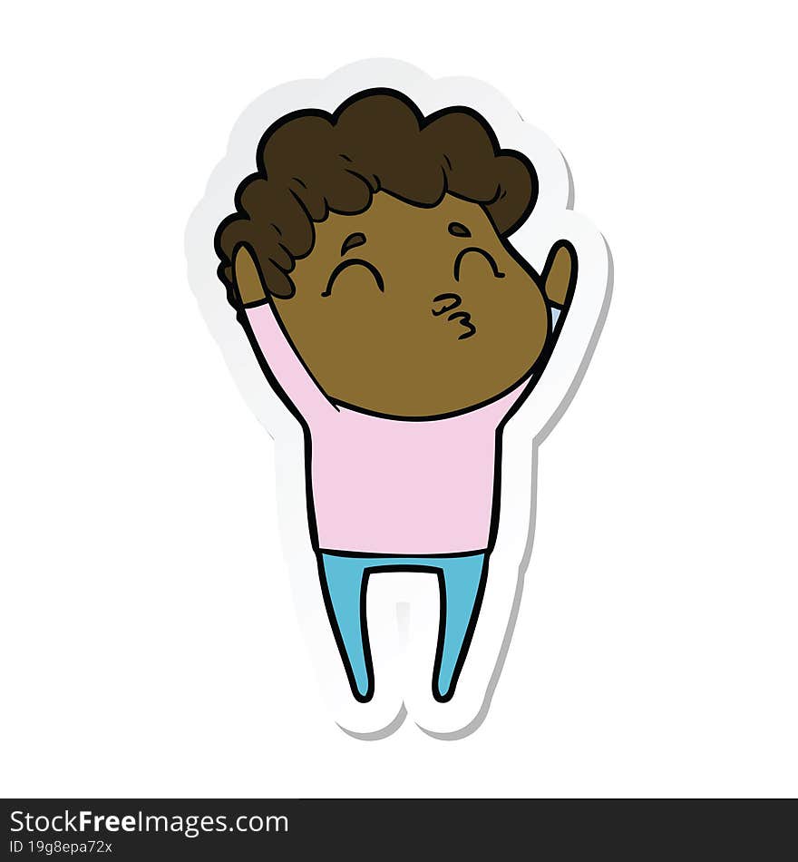 sticker of a cartoon man pouting