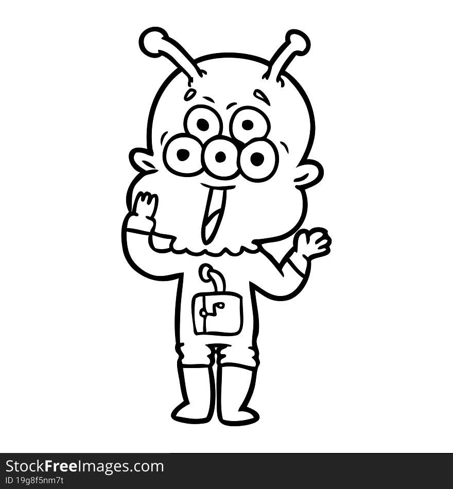 happy cartoon alien. happy cartoon alien