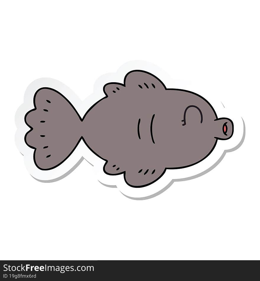 sticker of a quirky hand drawn cartoon fish